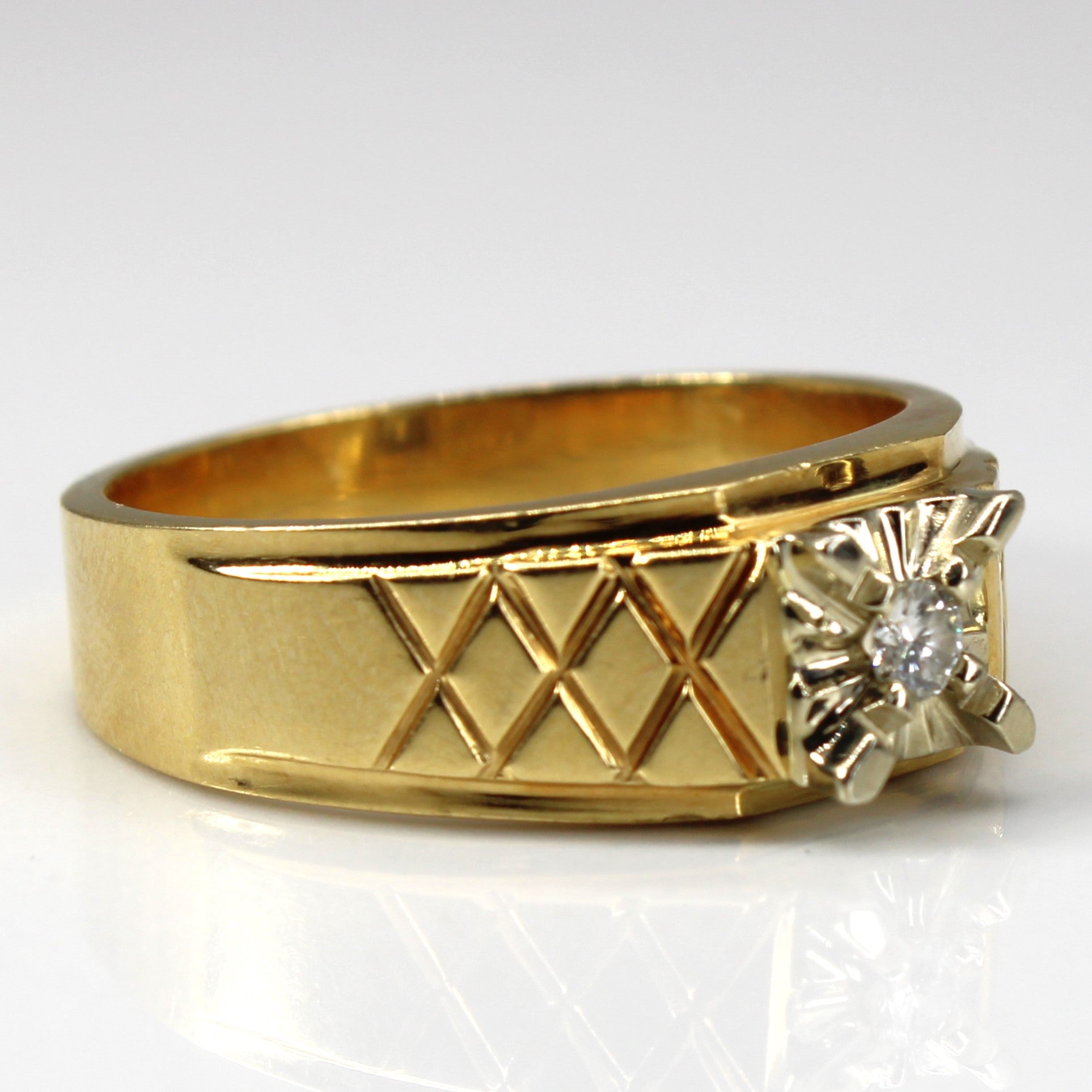 Solitaire Diamond Textured Ring | 0.10ct | SZ 11 |