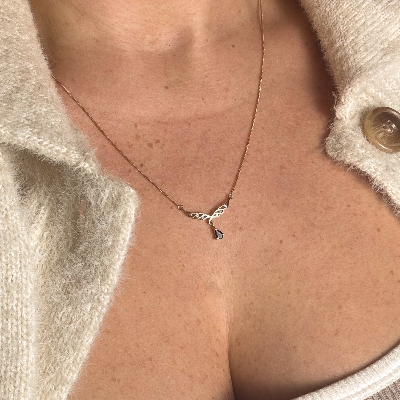 Sapphire & Diamond Necklace | 0.20ct, 0.06ctw | 18" |