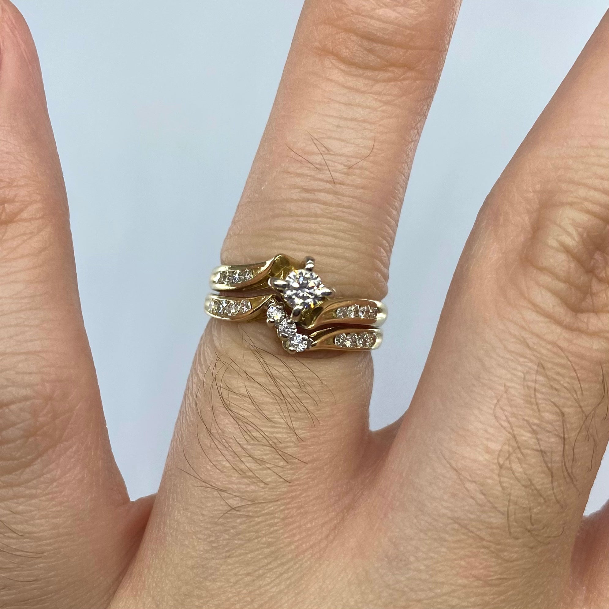 Diamond Bypass Wedding Set | 0.14ct | SZ 4 |
