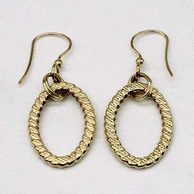14k Yellow Gold Drop Hoop Earrings