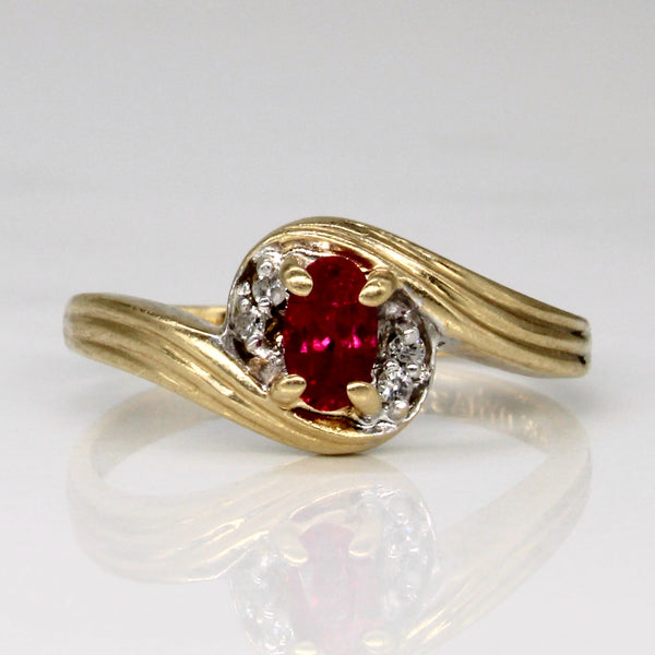 Synthetic Ruby & Diamond Bypass Ring | 0.30ct, 0.02ctw | SZ 6 |