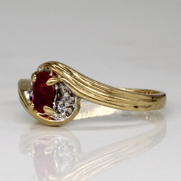 Synthetic Ruby & Diamond Bypass Ring | 0.30ct, 0.02ctw | SZ 6 |