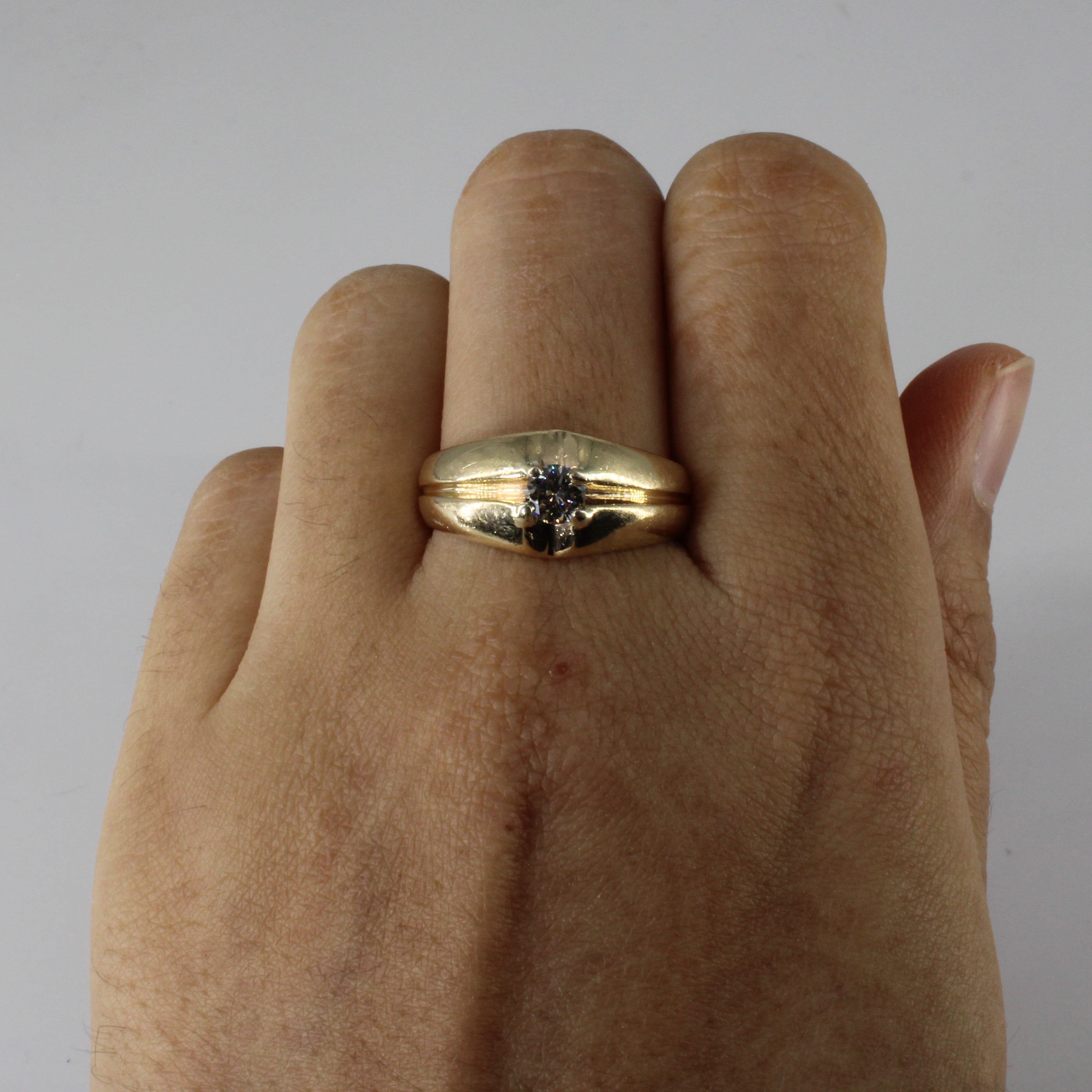 Solitaire Diamond Wide Ring | 0.34ct | SZ 9.5 |