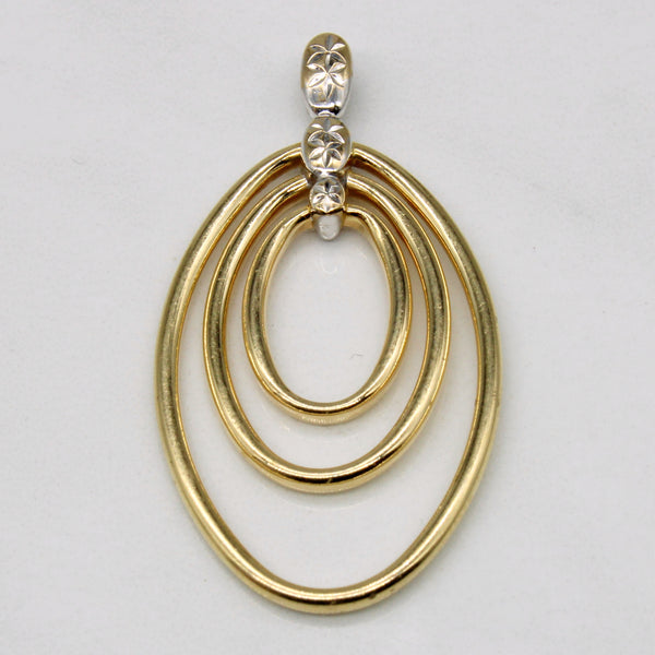 14k Two Tone Gold Oval Pendant