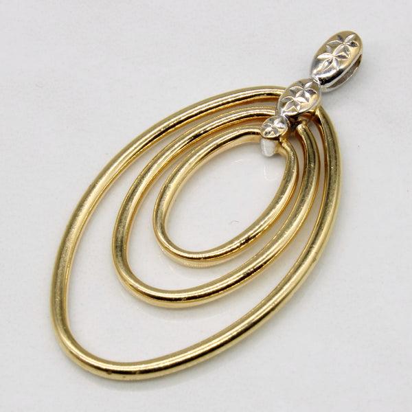 14k Two Tone Gold Oval Pendant
