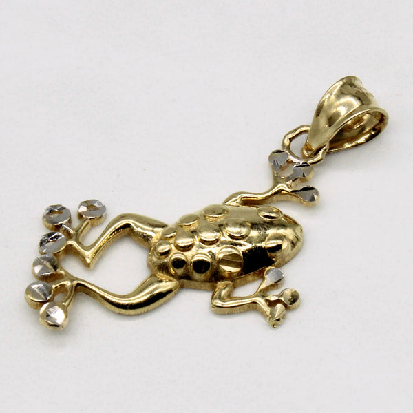 14k Two Tone Gold Frog Charm