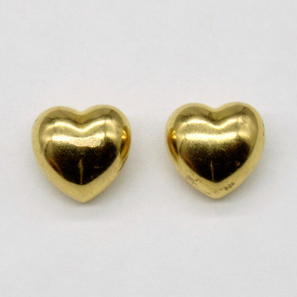18k Yellow Gold Heart Earrings