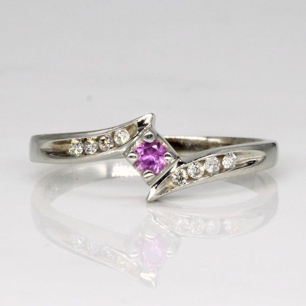 Synthetic Pink Sapphire & Diamond Waterfall Ring | 0.07ct, 0.04ctw | SZ 6.5 |