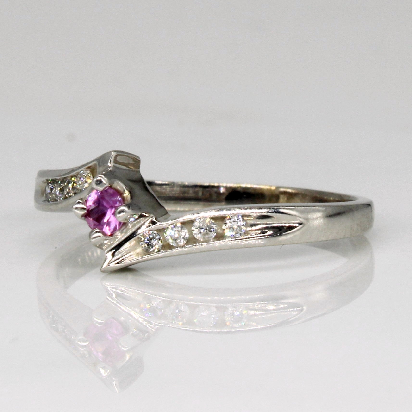 Synthetic Pink Sapphire & Diamond Waterfall Ring | 0.07ct, 0.04ctw | SZ 6.5 |