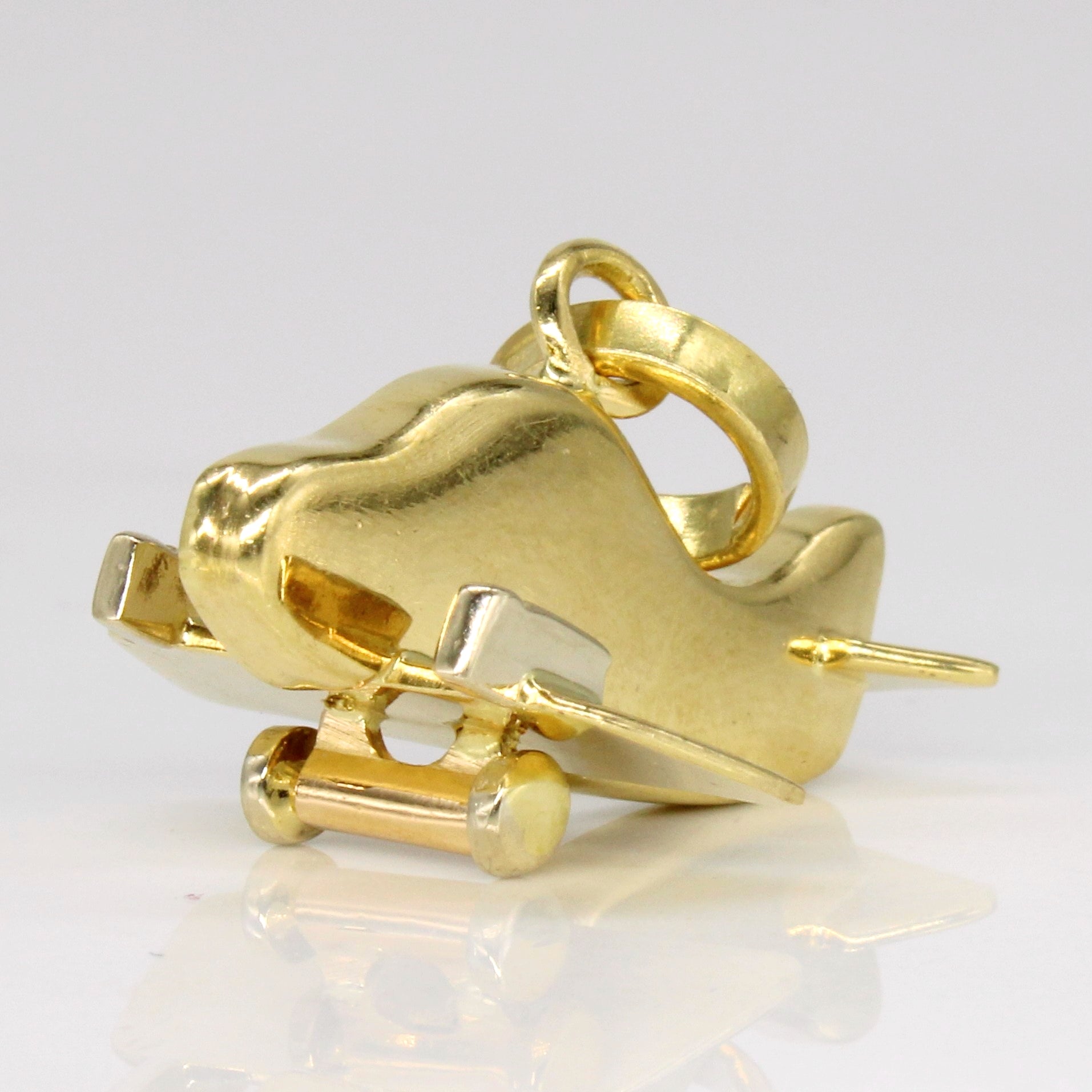 18k Two Tone Gold Airplane Pendant