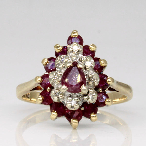Ruby & Diamond Cocktail Ring | 1.00ctw, 0.02ctw | SZ 6.5 |