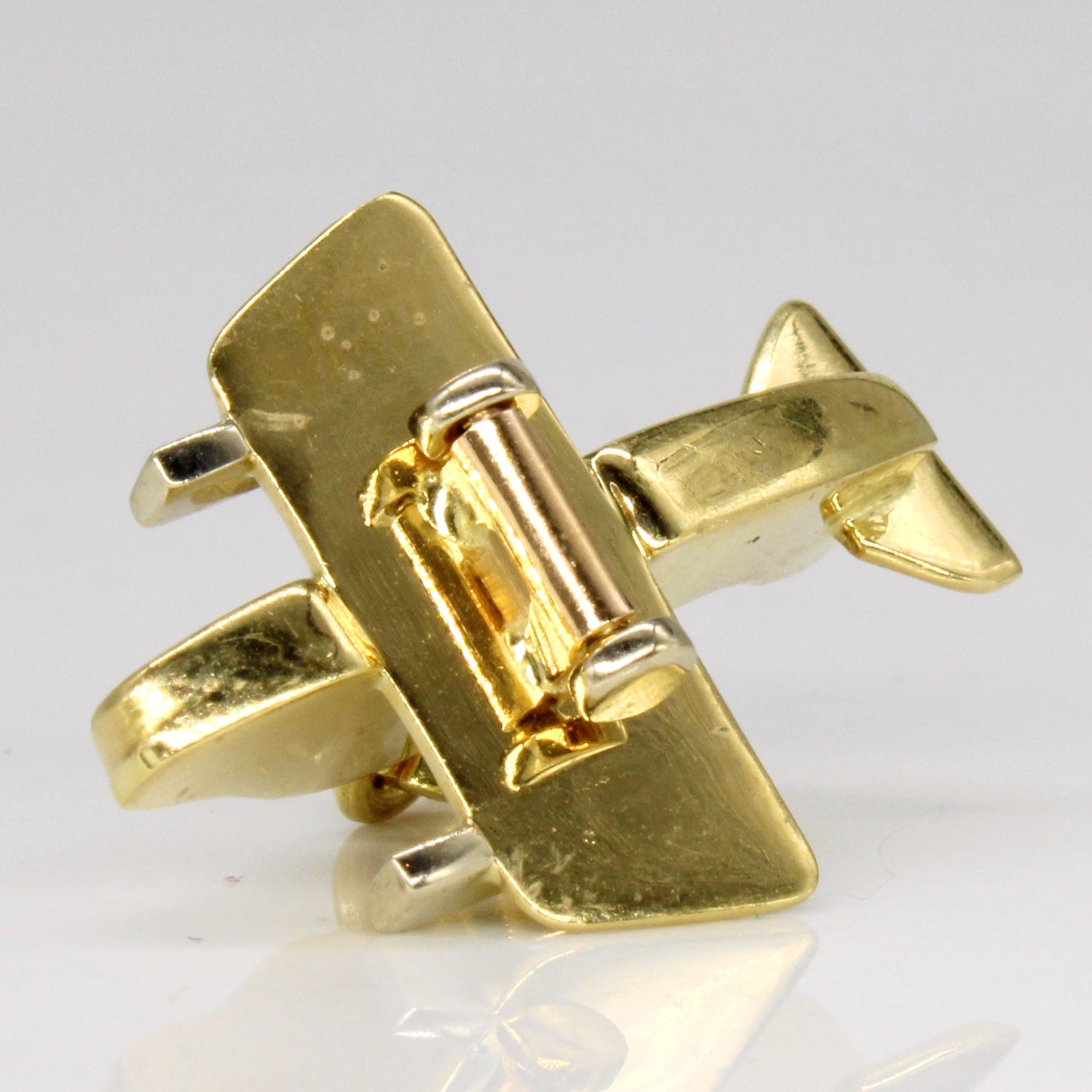 18k Two Tone Gold Airplane Pendant