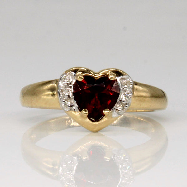 Heart Garnet & Diamond Ring | 0.92ct, 0.03ctw | SZ 6.75 |