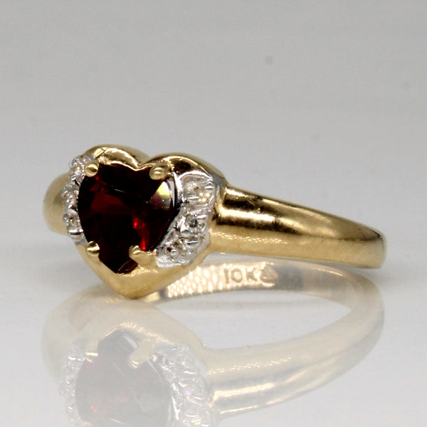 Heart Garnet & Diamond Ring | 0.92ct, 0.03ctw | SZ 6.75 |