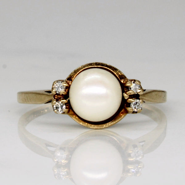 Pearl & Diamond Ring | 0.04ctw | SZ 6.5 |