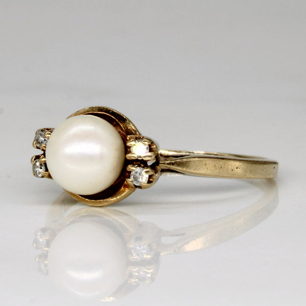 Pearl & Diamond Ring | 0.04ctw | SZ 6.5 |