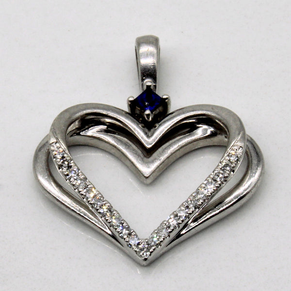 Diamond & Sapphire Heart Pendant | 0.06ctw, 0.05ct |