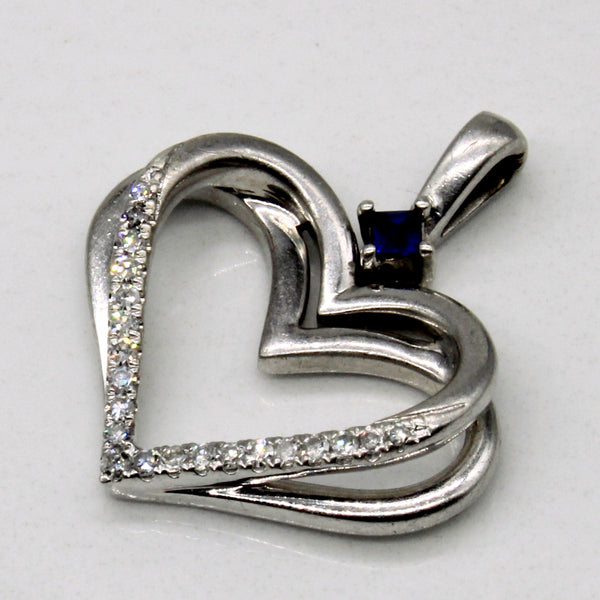 Diamond & Sapphire Heart Pendant | 0.06ctw, 0.05ct |