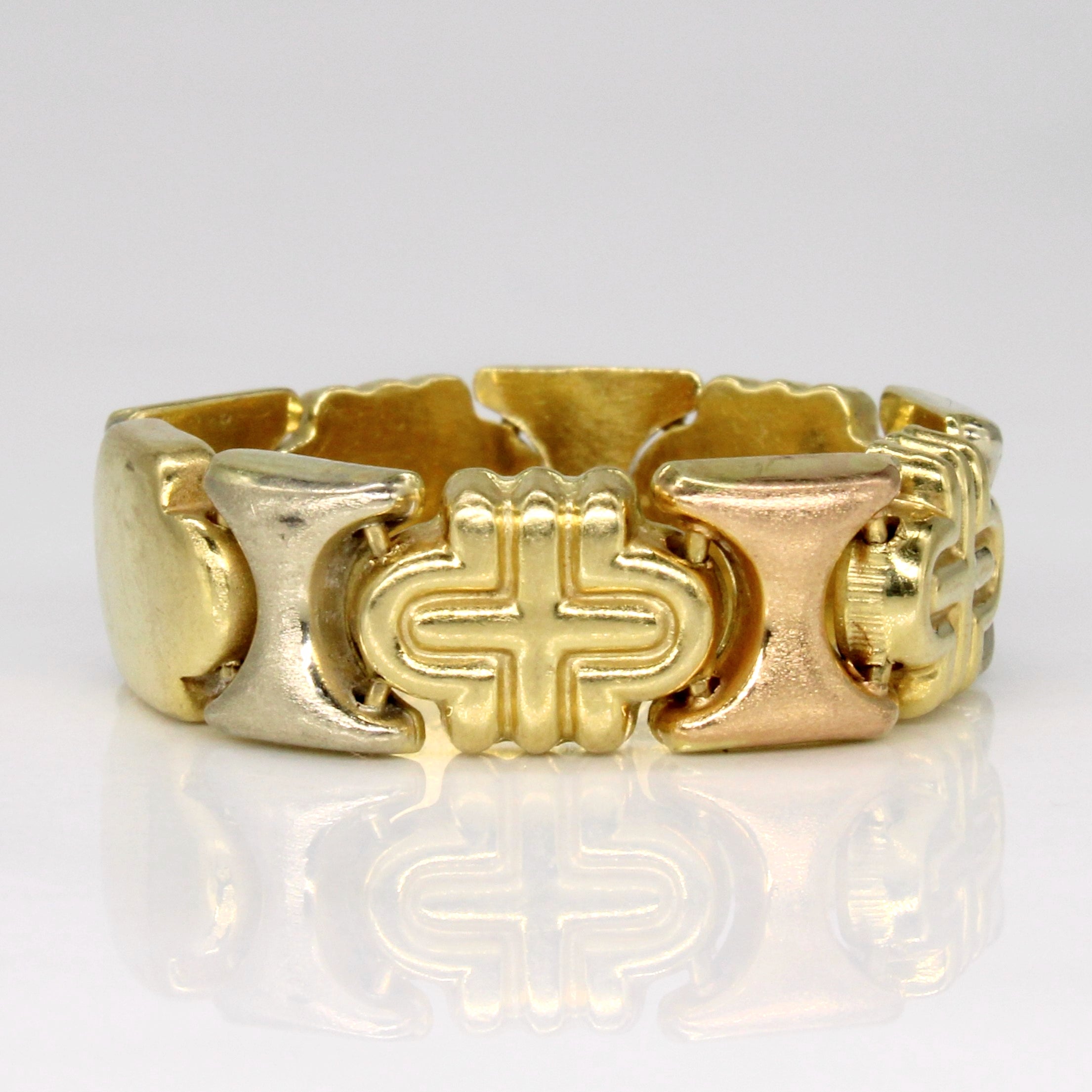 18k Tri Tone Gold Chain Link Ring | SZ 8.5 |