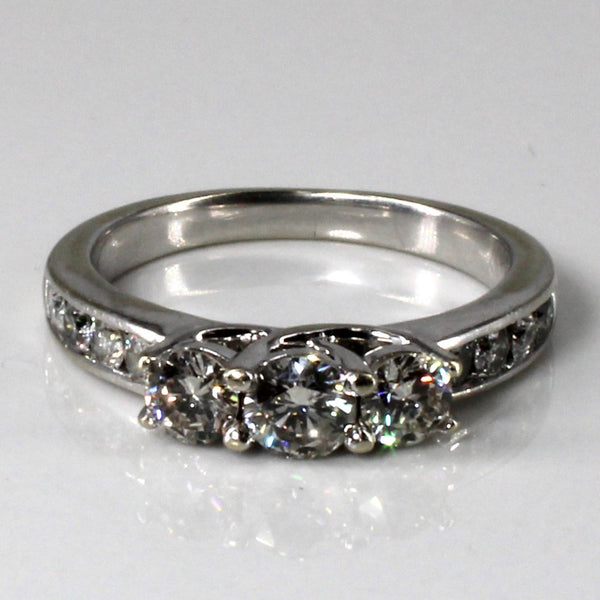 Three Stone Diamond with Accents Ring | 0.97ctw | SZ 6.5 |