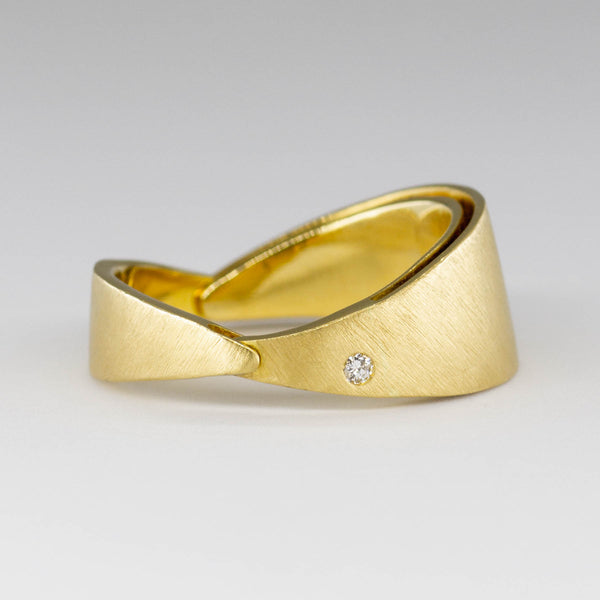Vintage H. Stern Hinged Gold Ring with Diamond Accent | SZ 6.5 | 0.01 ct