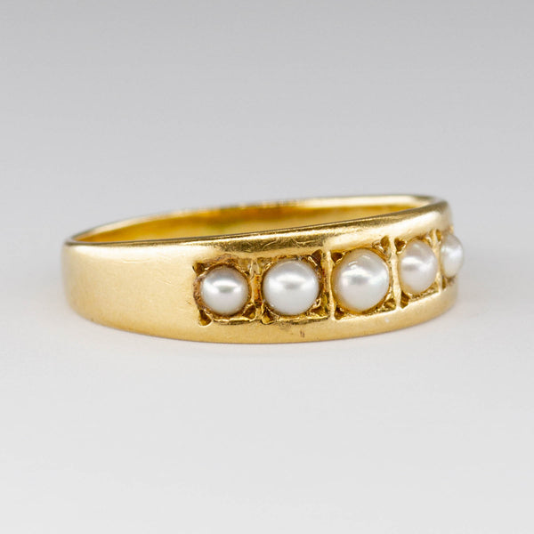 Vintage Victorian London Five Pearl Ring | SZ 8