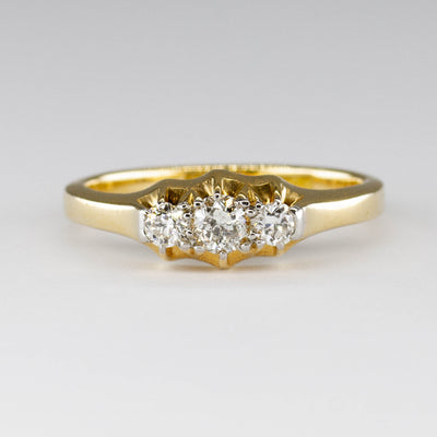 18K Old European Cut Diamond Three Stone Diamond Ring | SZ 6.25