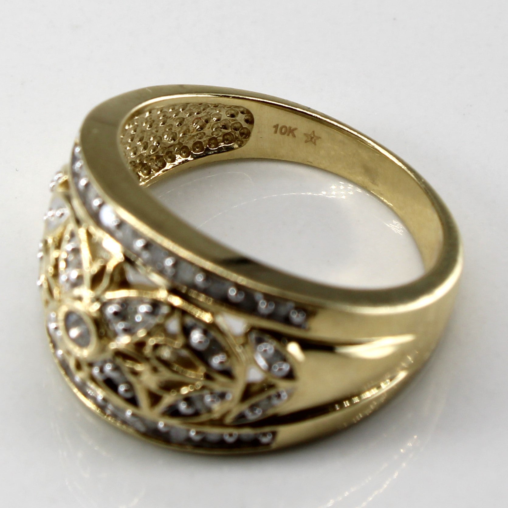 Filigree Diamond Gold Dome Ring | 0.35ctw | SZ 8 |