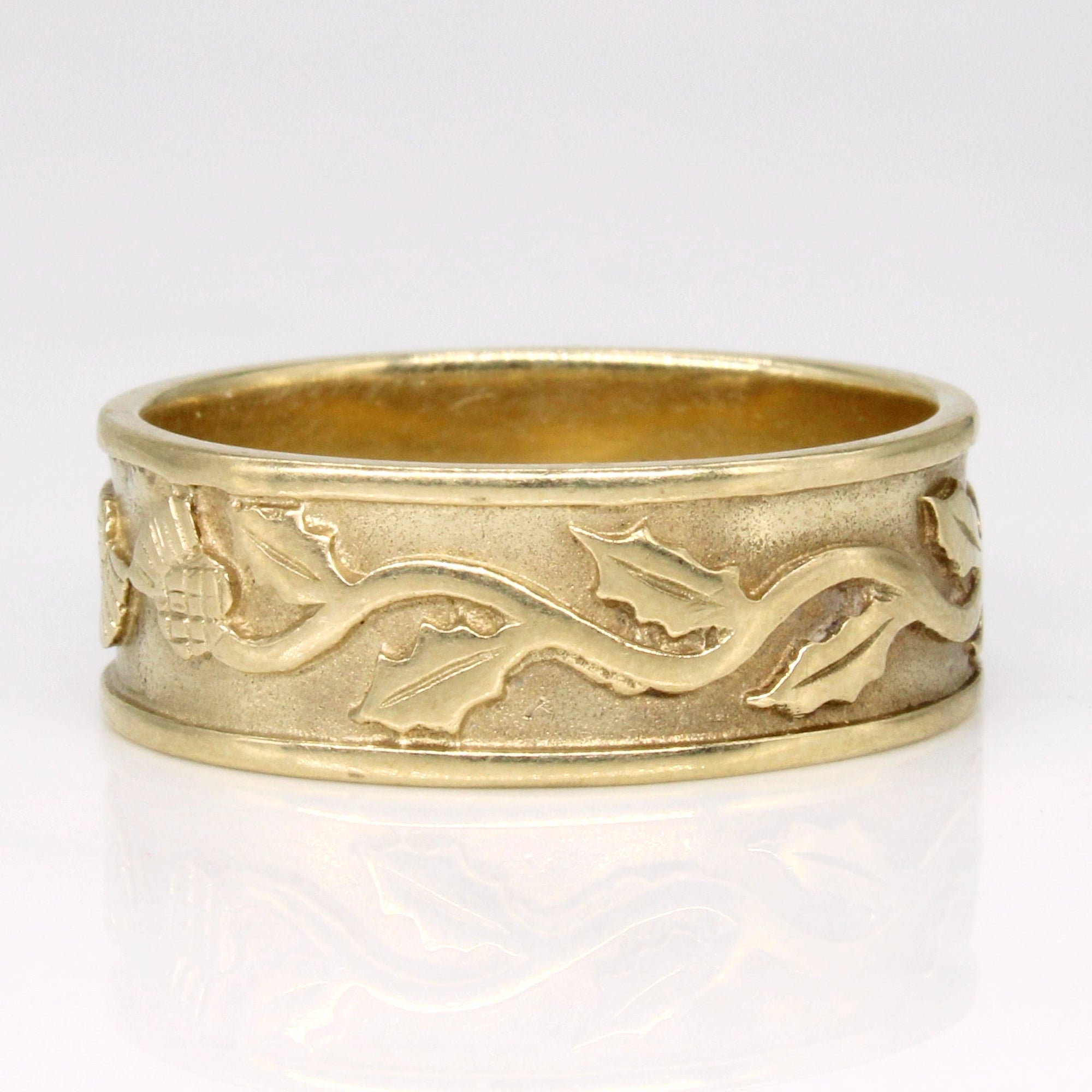 1922 London Hallmarked 9k Yellow Gold Vine Ring | SZ 9.5 |