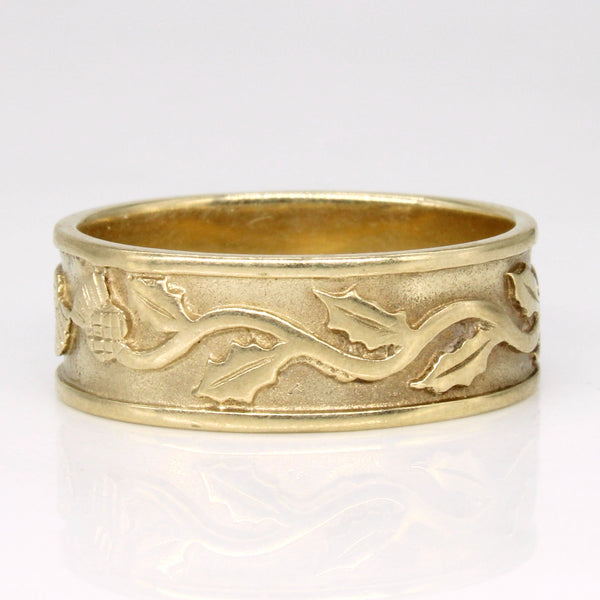 1922 London Hallmarked 9k Yellow Gold Vine Ring | SZ 9.5 |