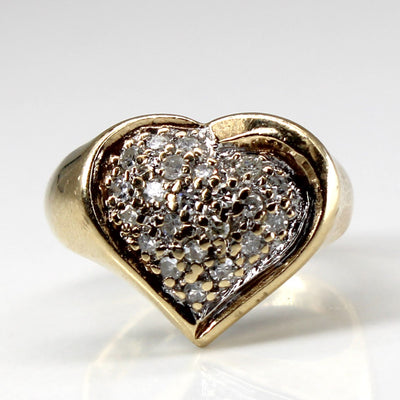 Cluster Diamond Heart Gold Ring | 0.20ctw | SZ 3.75 |