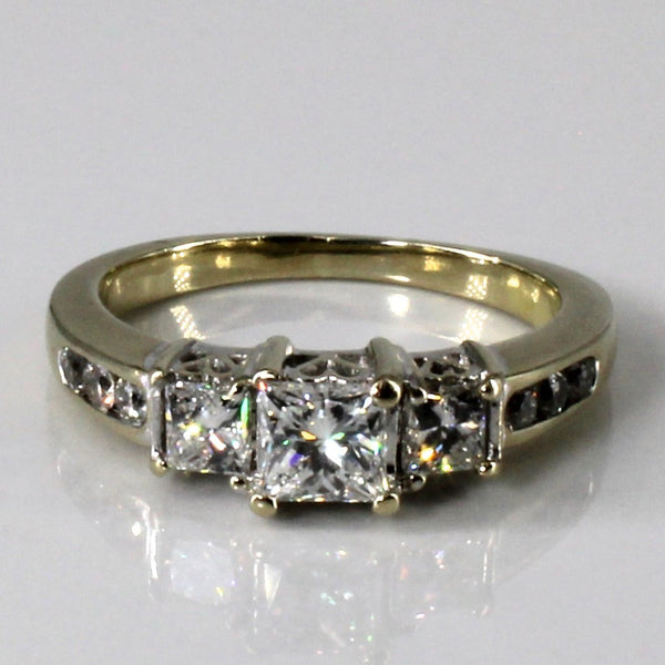 Three Stone Diamond with Accents Ring | 0.92ctw | SZ 5.5 |