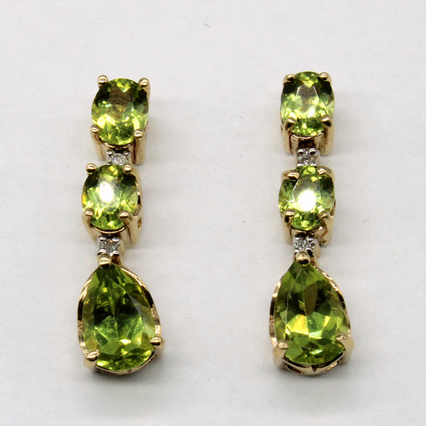 Peridot & Diamond Drop Earrings | 2.80ctw, 0.02ctw |