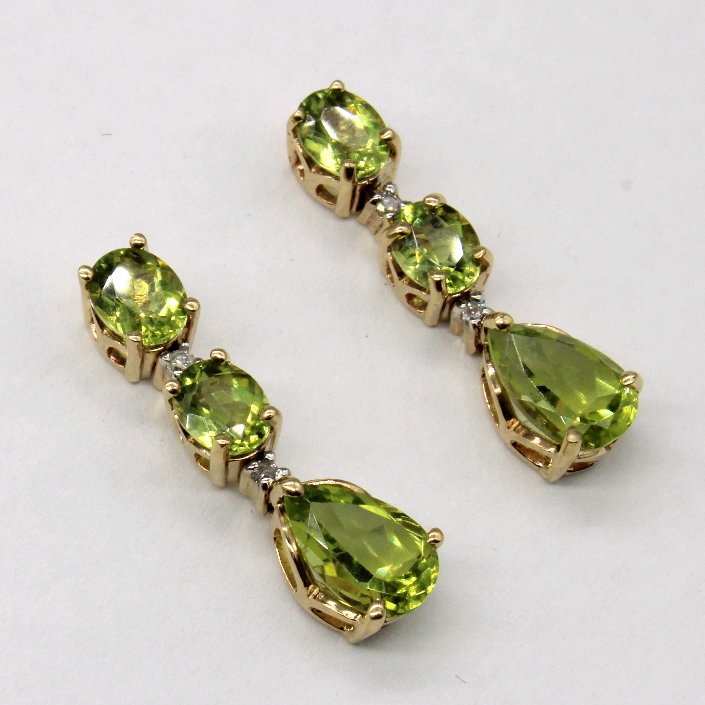 Peridot & Diamond Drop Earrings | 2.80ctw, 0.02ctw |