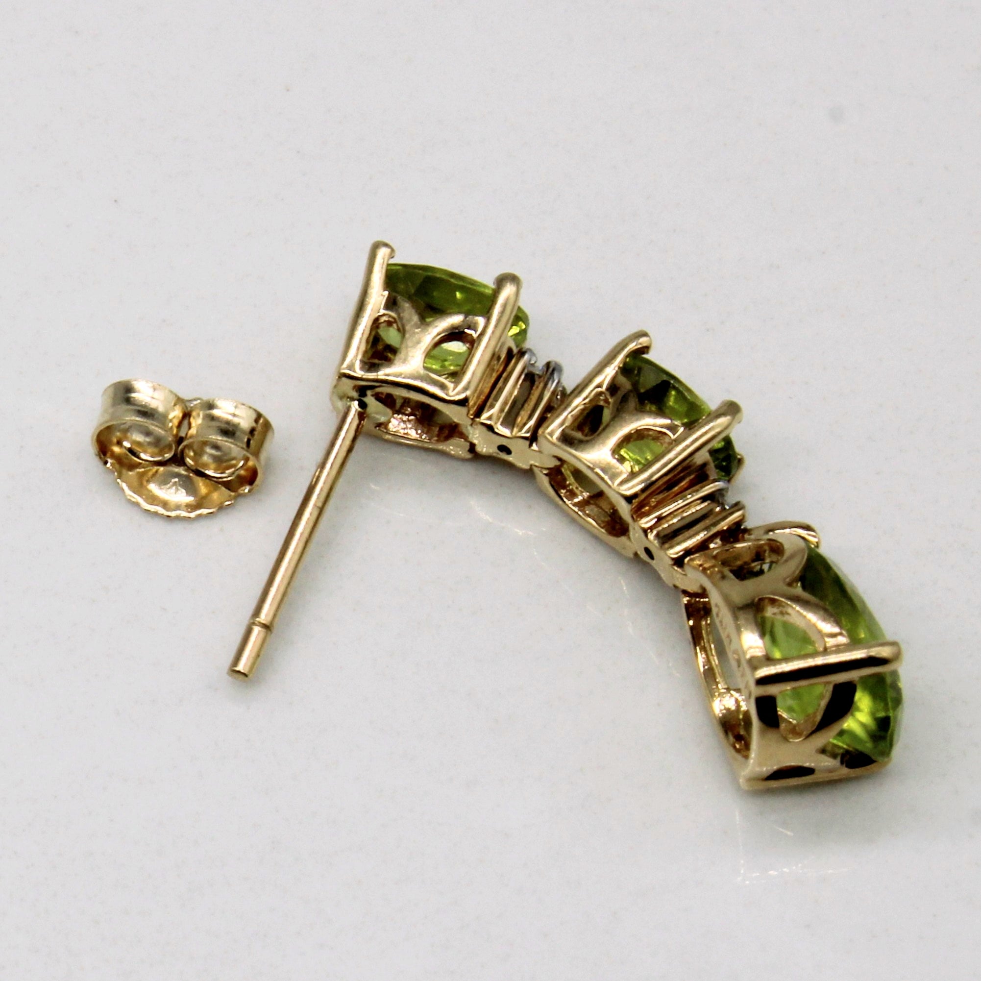 Peridot & Diamond Drop Earrings | 2.80ctw, 0.02ctw |