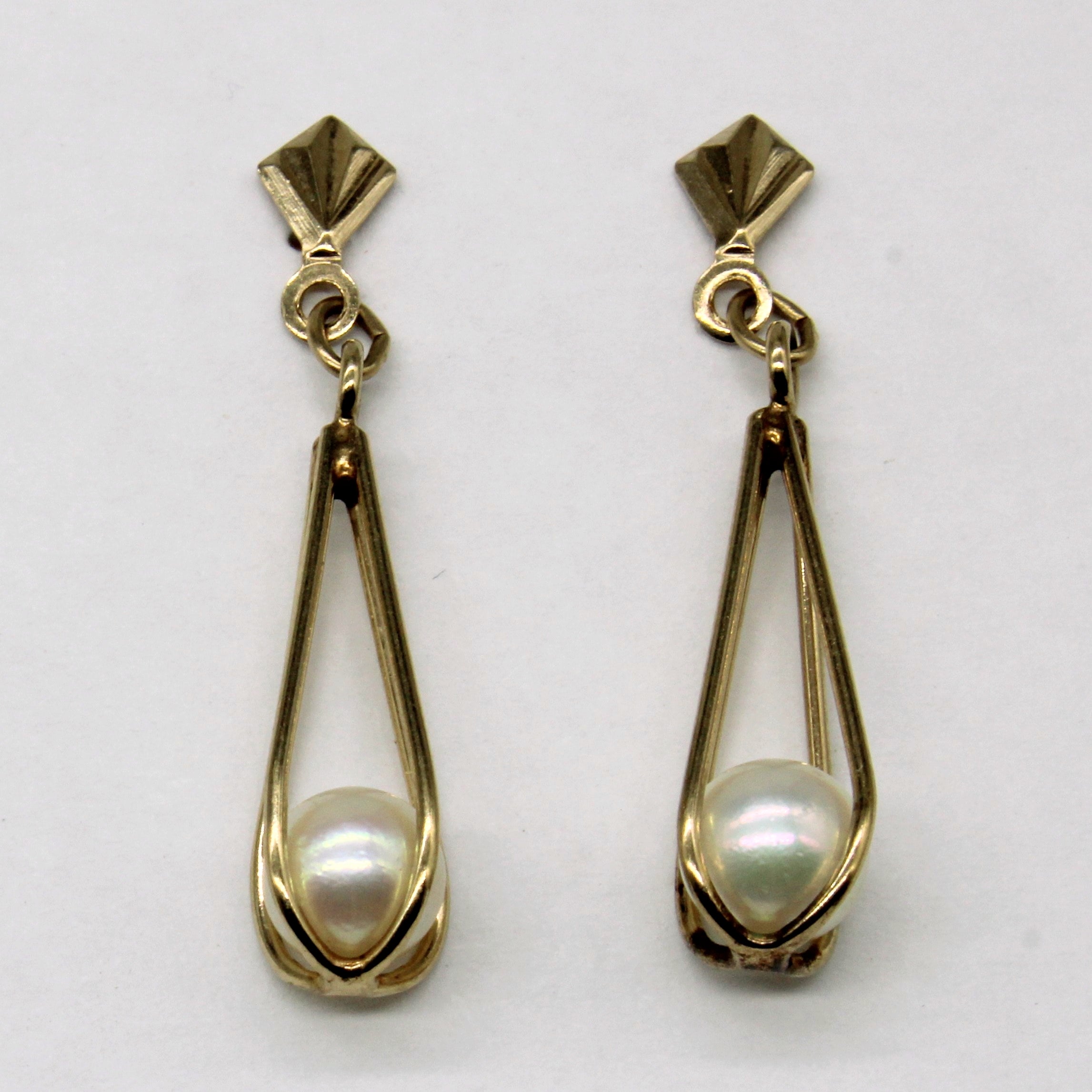 Pearl Drop Cage Earrings