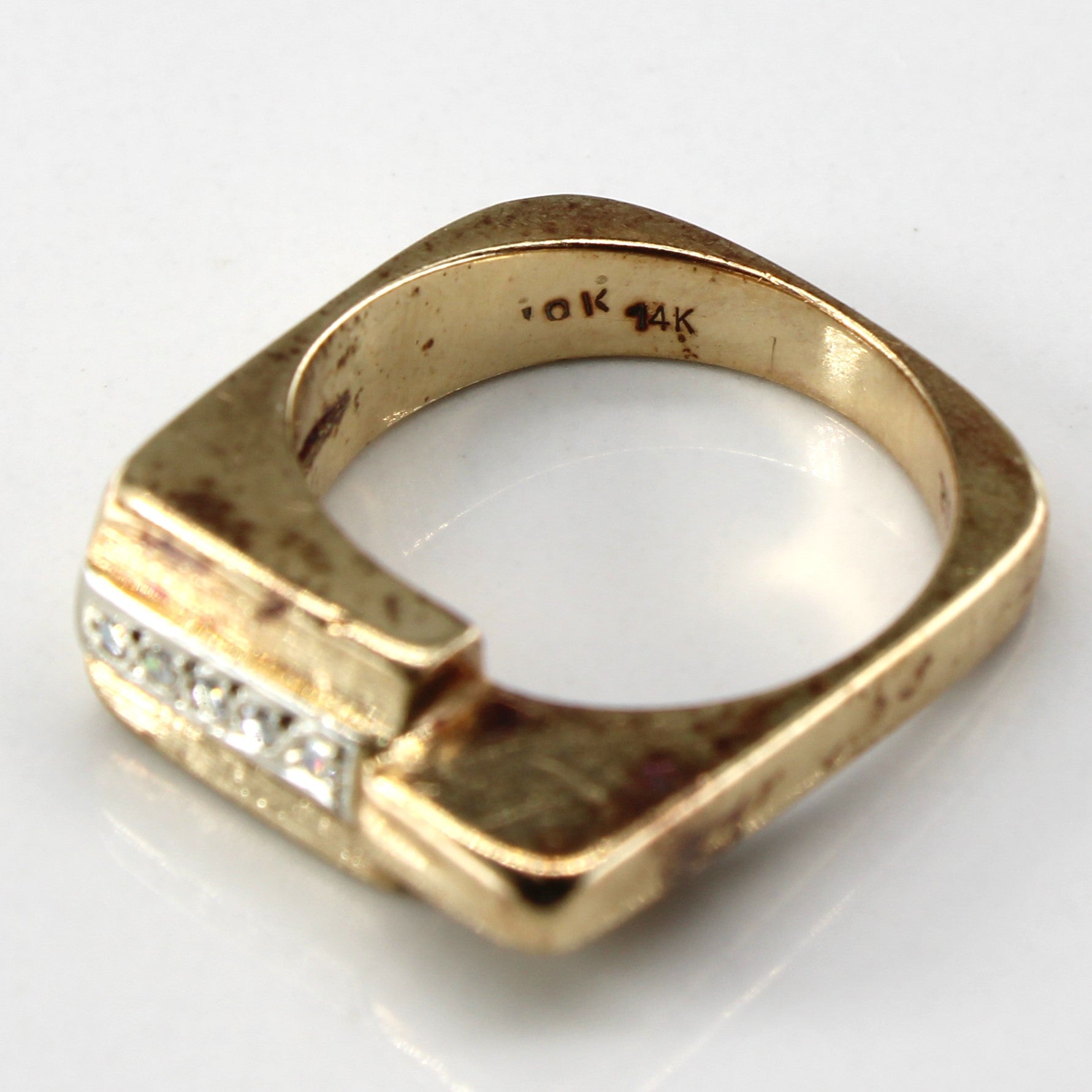 Diamond Textured Gold Ring | 0.05ctw | SZ 6.25 |