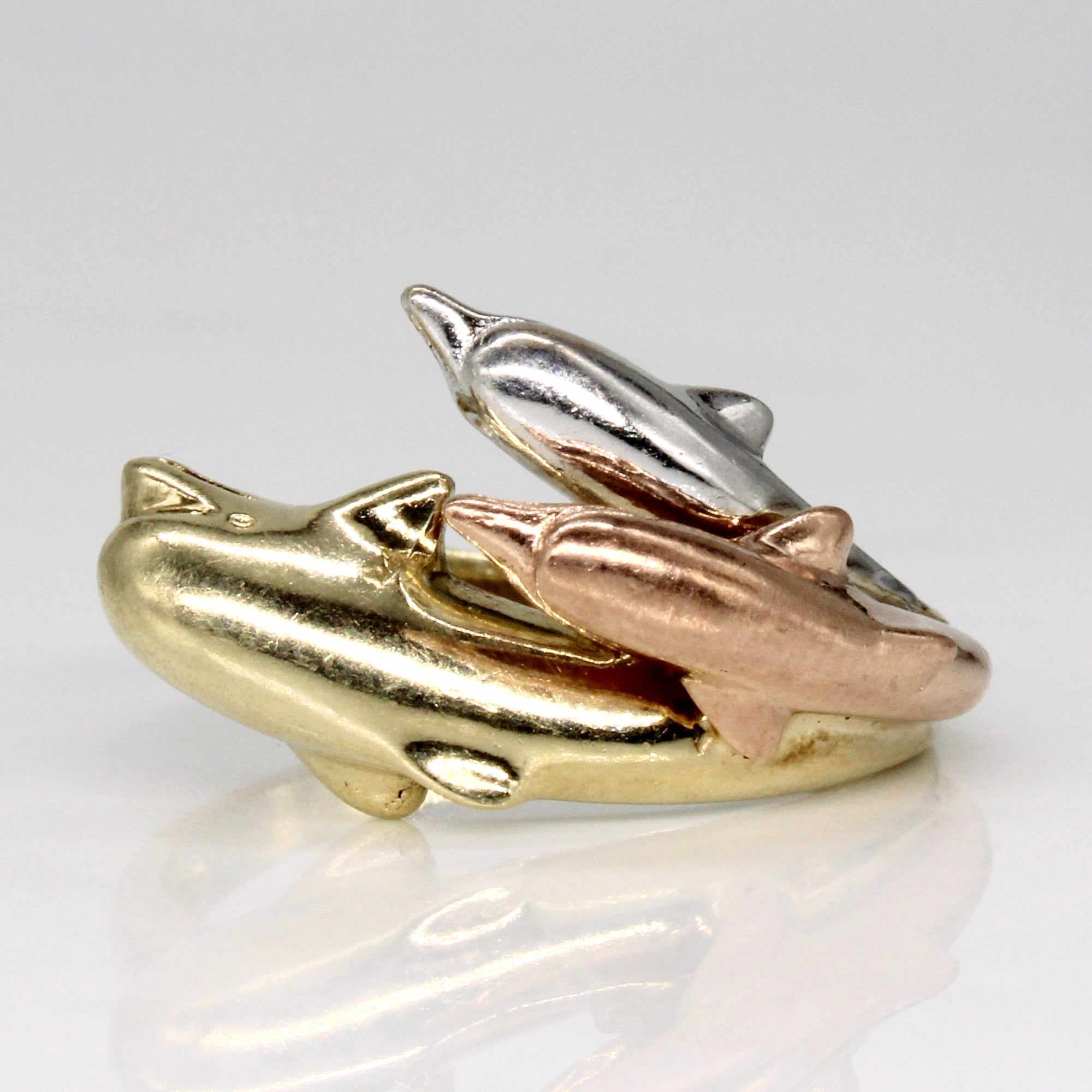 10k Tri Tone Gold Dolphin Ring | SZ 6.75 |