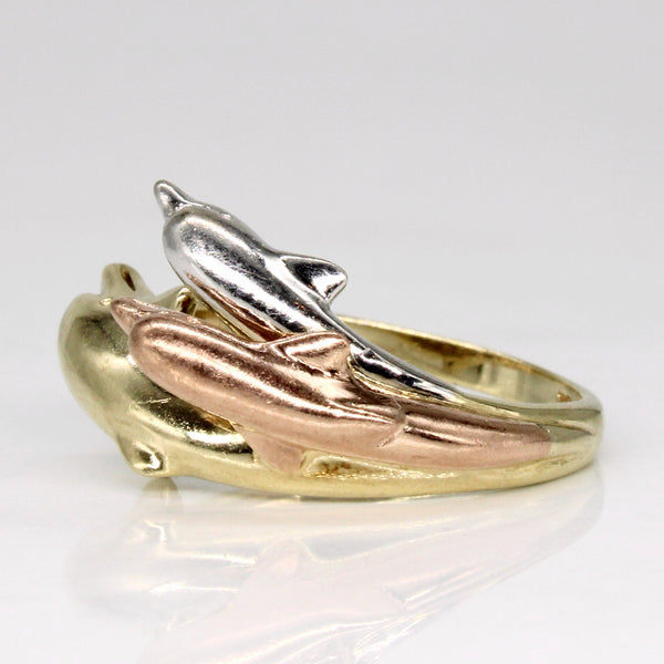 10k Tri Tone Gold Dolphin Ring | SZ 6.75 |