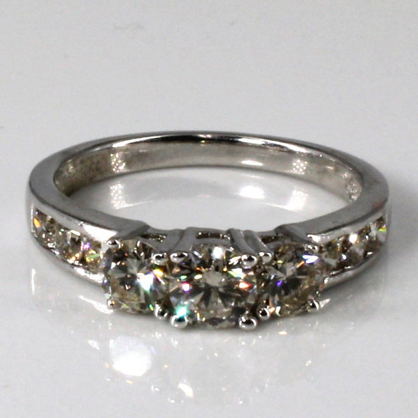 Three Stone Diamond with Accents Ring | 0.88ctw | SZ 5.5 |