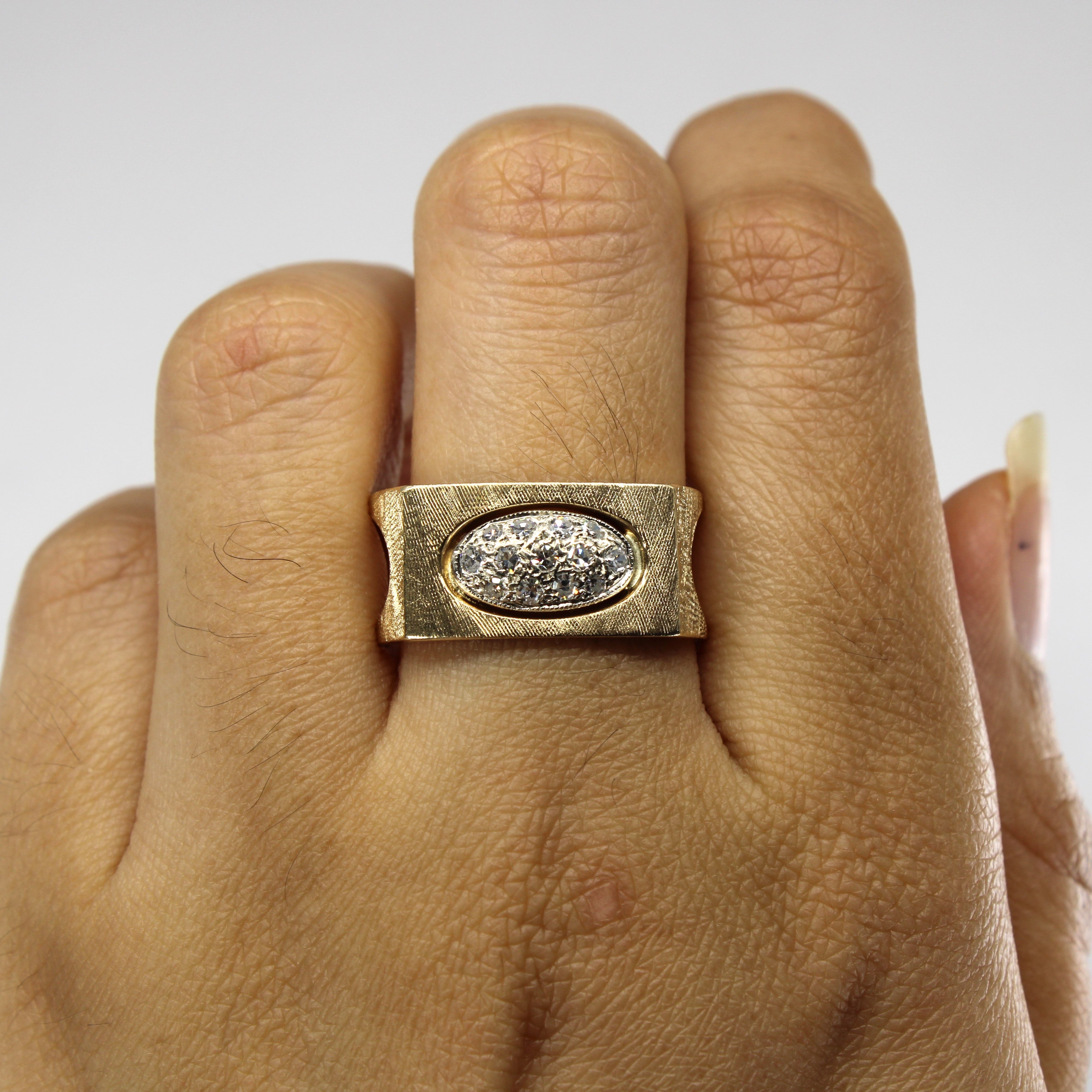 Cluster Diamond Textured Gold Ring | 0.26ctw | SZ 10.5 |