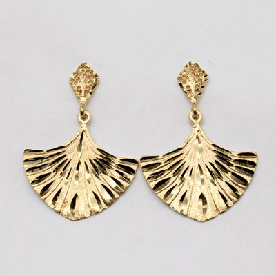 18k Yellow Gold Drop Fan Earrings