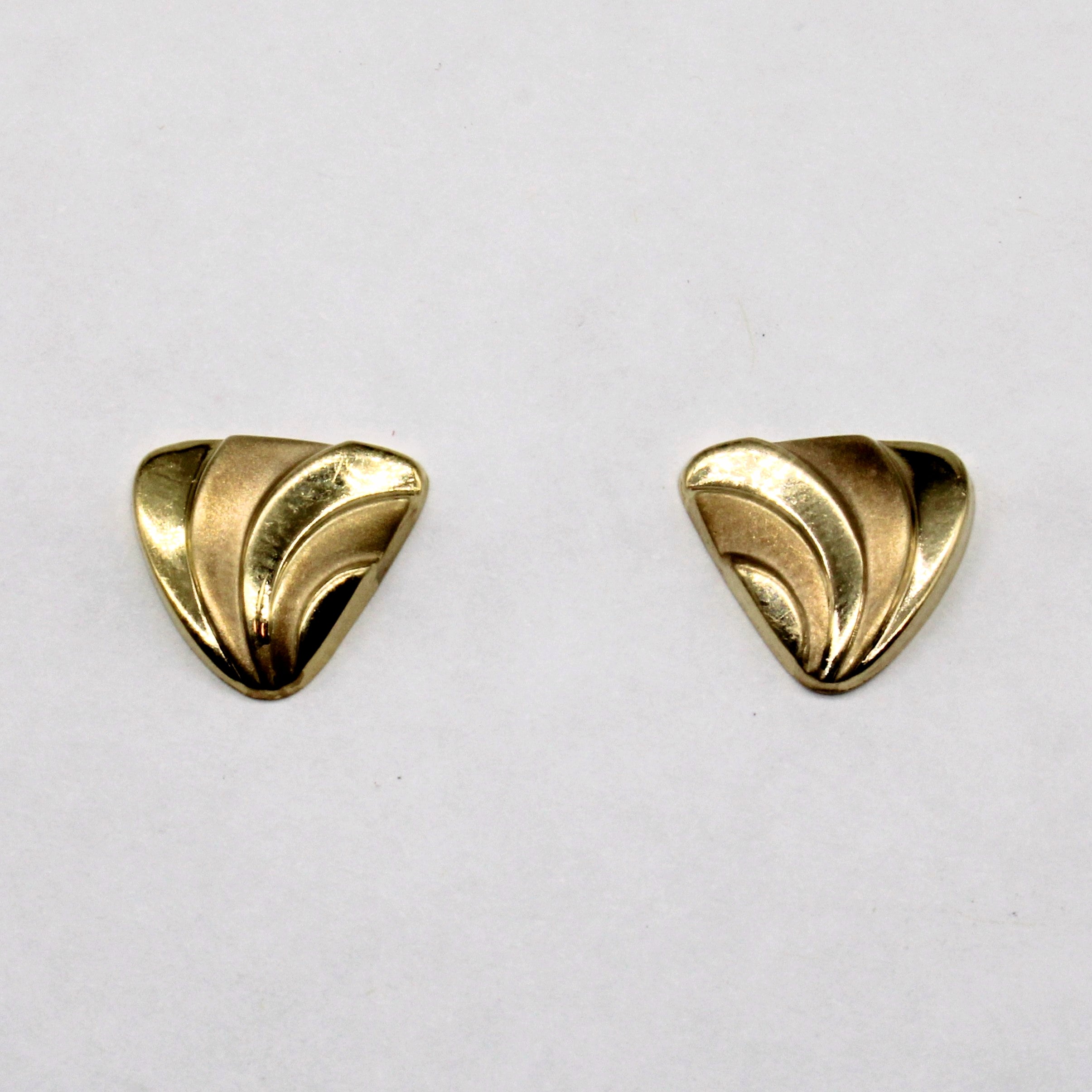 14k Yellow Gold Shield Earrings
