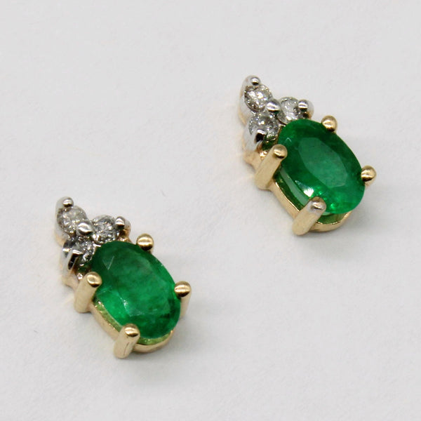 Emerald & Diamond Earrings | 0.66ctw, 0.09ctw |