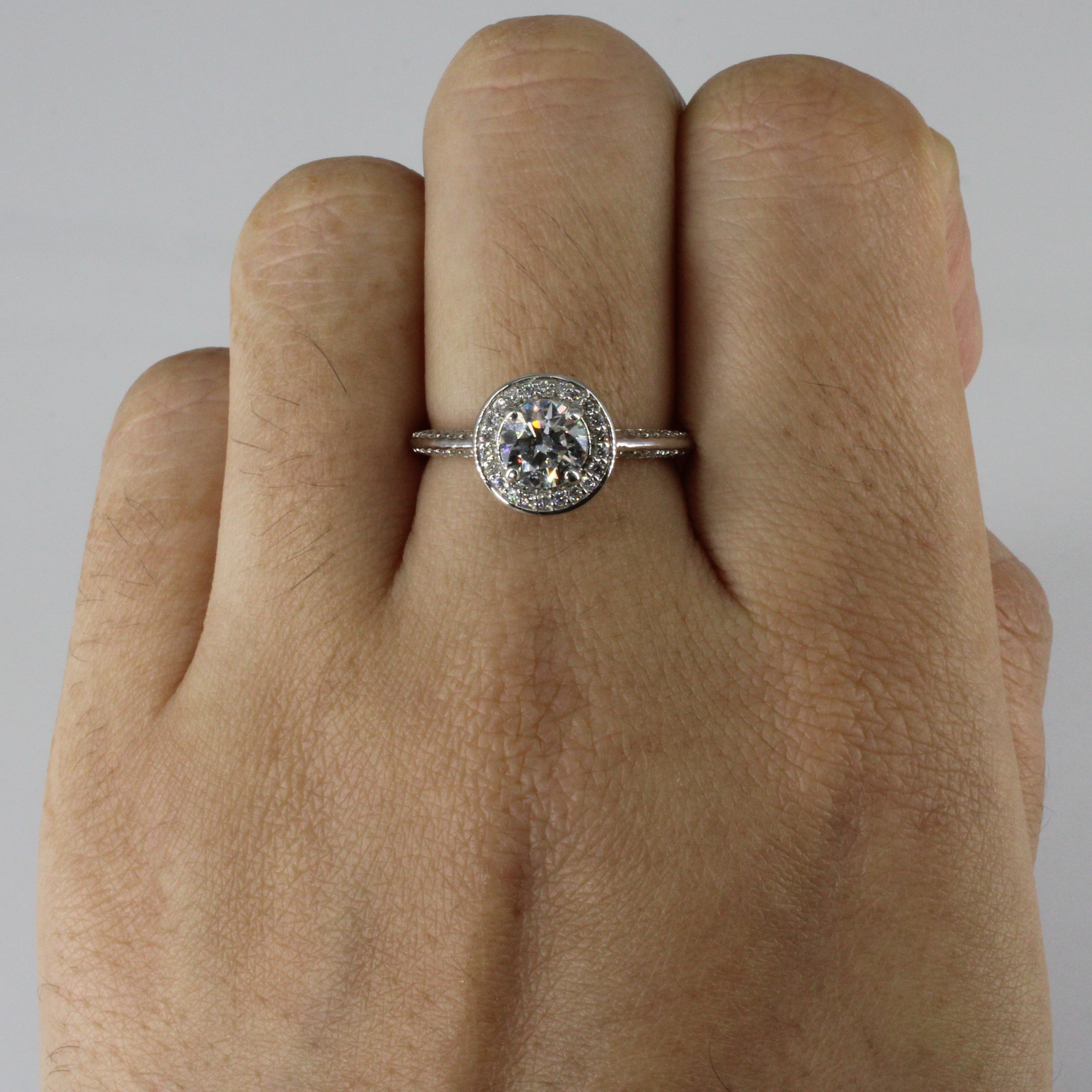 GIA Certified Halo Diamond Engagement Ring | 1.00ctw | SI2 I XXX | SZ 6.5 |
