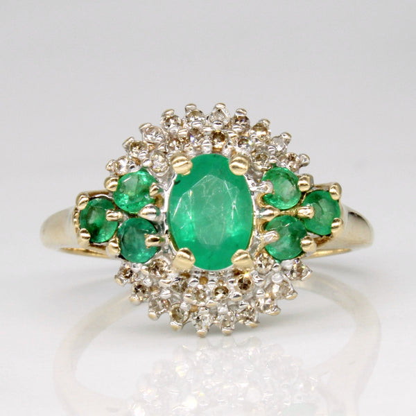 Emerald & Diamond Cluster Ring | 1.00ctw, 0.16ctw | SZ 8.75 |
