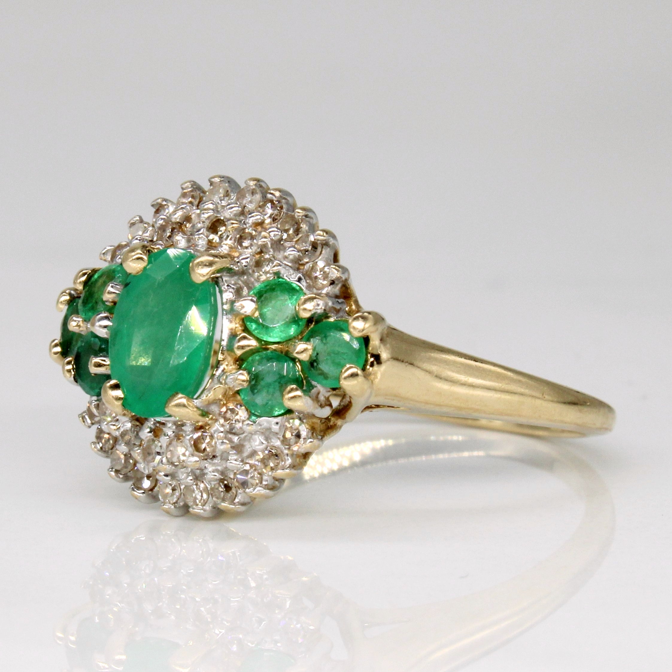 Bague sertie d'émeraudes et de diamants | 1,00 ct, 0,16 ct | Taille 8,75 | 