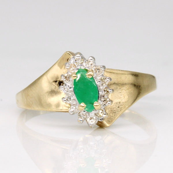 Emerald & Diamond Halo Ring | 0.15ct, 0.07ctw | SZ 8.5 |
