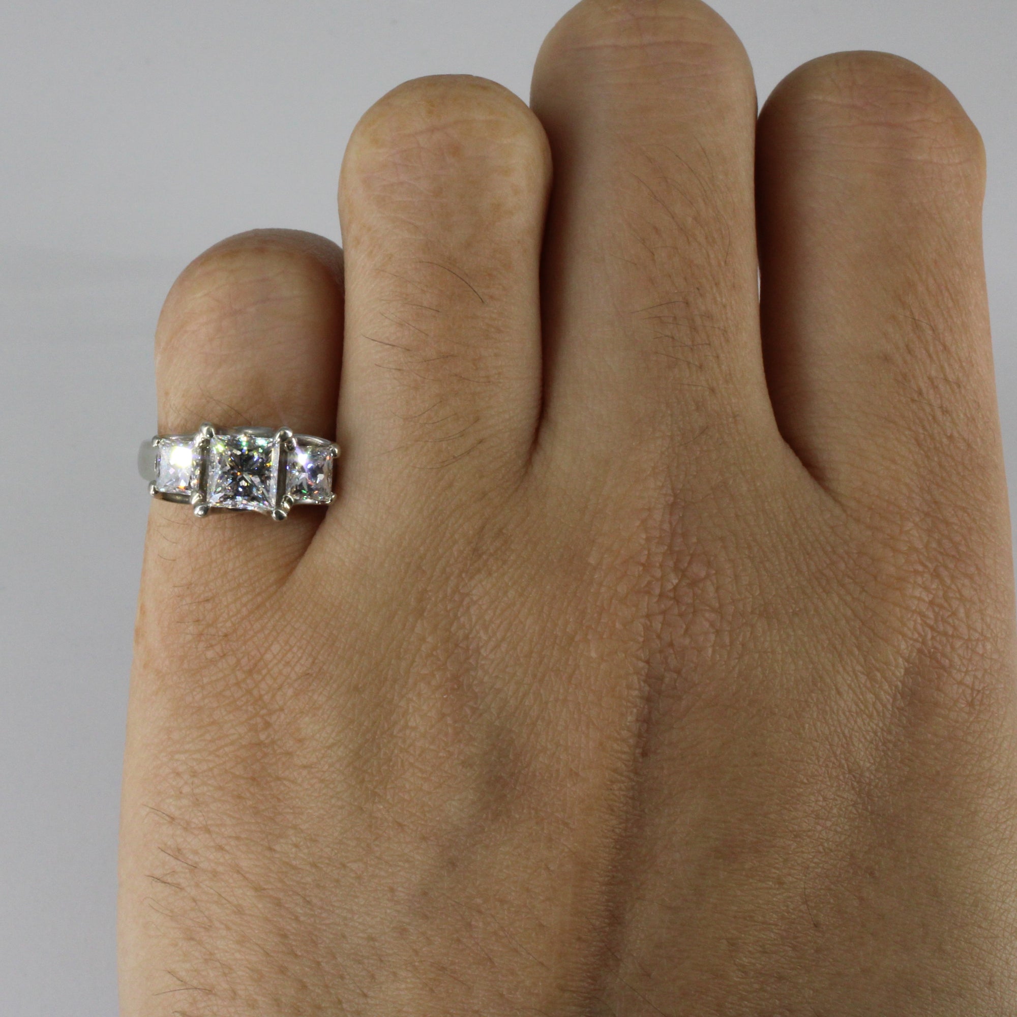 Three Stone Princess Diamond Engagement Ring | 1.81ctw | VS SZ 3.75 |