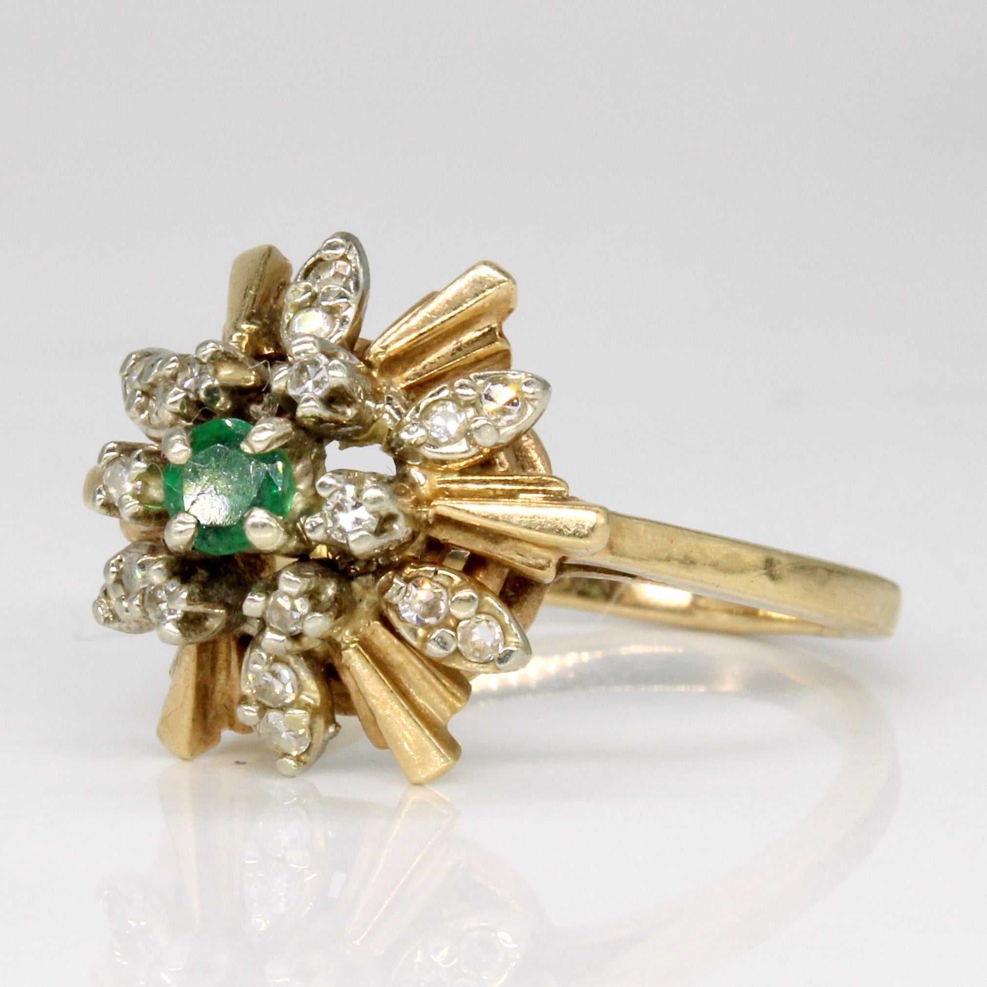 Emerald & Diamond Cocktail Ring | 0.15ct, 0.13ctw | SZ 6.5 |